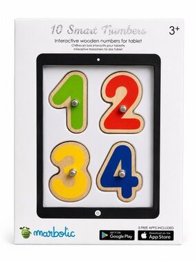 Marbotic 10 Smart Numbers Interactive Wooden Tablet Set - Multicolor